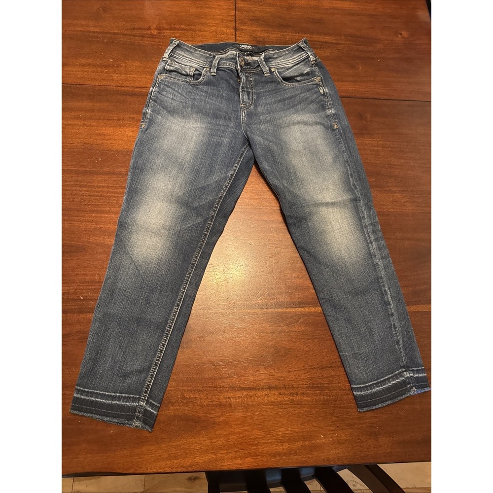 Silver Jeans Co Avery Skinny Cropped High Rise Stretch Denim W28/L24‎